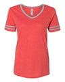 JERZEES Women's Varsity Triblend V - Neck T-Shirt - JERZEES 602WVR Fiery Red Heather/ Oxford S Short Sleeve T-Shirts