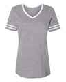 JERZEES Women's Varsity Triblend V - Neck T-Shirt - JERZEES 602WVR Oxford/ White S Short Sleeve T-Shirts