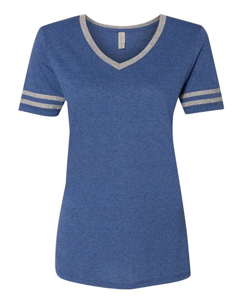 JERZEES Women's Varsity Triblend V - Neck T-Shirt - JERZEES 602WVR True Blue Heather/ Oxford S Short Sleeve T-Shirts