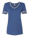 JERZEES Women's Varsity Triblend V - Neck T-Shirt - JERZEES 602WVR True Blue Heather/ Oxford S Short Sleeve T-Shirts