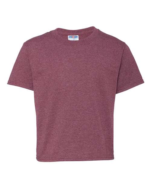 JERZEES Youth Dri - Power® 50/50 T-Shirt - Vintage Heather Maroon - JERZEES 29BR Vintage Heather Maroon XS Short Sleeve T-Shirts