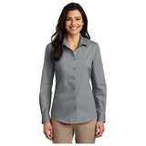 Joe' USA Ladies Long Sleeve Carefree Poplin Shirt XS Gusty Grey Women's