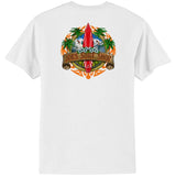 Joe's Surf Shop Longboard Design 50/50 Cotton Poly T-Shirts in Regular, Big and Tall Medium White / Orange logo background Short Sleeve T-Shirts