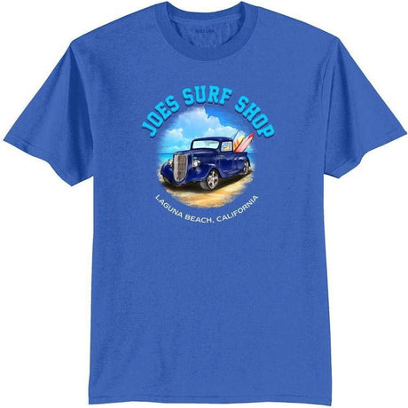 Joe's Surf Truck Design 50/50 Cotton Poly T-Shirts in Regular, Big and Tall Athletic Heather Small Short Sleeve T-Shirts