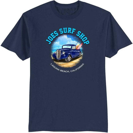 Joe's Surf Truck Design 50/50 Cotton Poly T-Shirts in Regular, Big and Tall Athletic Heather Small Short Sleeve T-Shirts