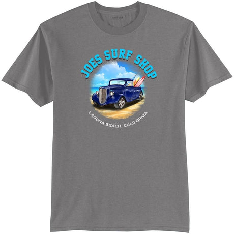 Joe's Surf Truck Design 50/50 Cotton Poly T-Shirts in Regular, Big and Tall Medium Grey 2X - Large Short Sleeve T-Shirts