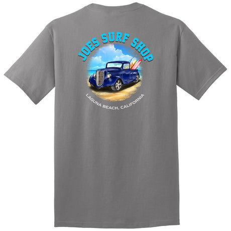 Joe's Surf Truck Design Heavyweight Cotton T-Shirts in Regular, Big and Tall 5X - Large Medium Grey Short Sleeve T-Shirts