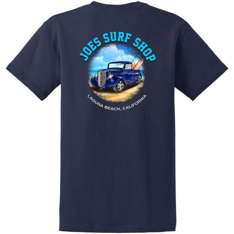 Joe's Surf Truck Design Heavyweight Cotton T-Shirts in Regular, Big and Tall X - Large Navy Short Sleeve T-Shirts