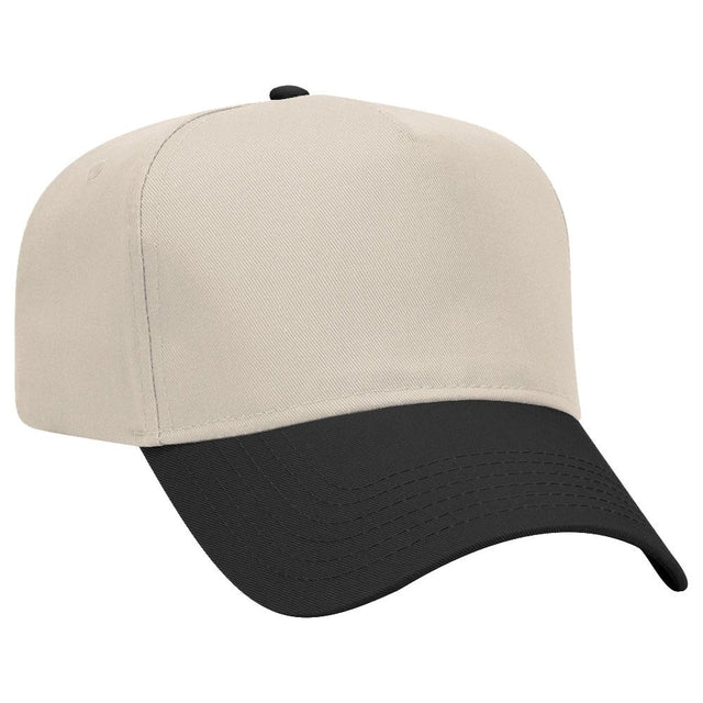 Joe's USA 5 Panel, Mid Profile Baseball Cap | Joe's USA J88069 Black / Natural Caps