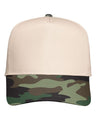 Joe's USA 5 Panel, Mid Profile Baseball Cap | Joe's USA J88069 Natural/Camo Green Caps