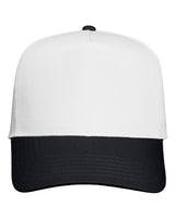 Joe's USA 5 Panel, Mid Profile Baseball Cap | Joe's USA J88069 White/Black Caps
