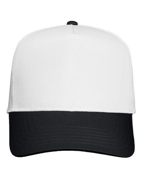 Joe's USA 5 Panel, Mid Profile Baseball Cap | Joe's USA J88069 White/Black Caps
