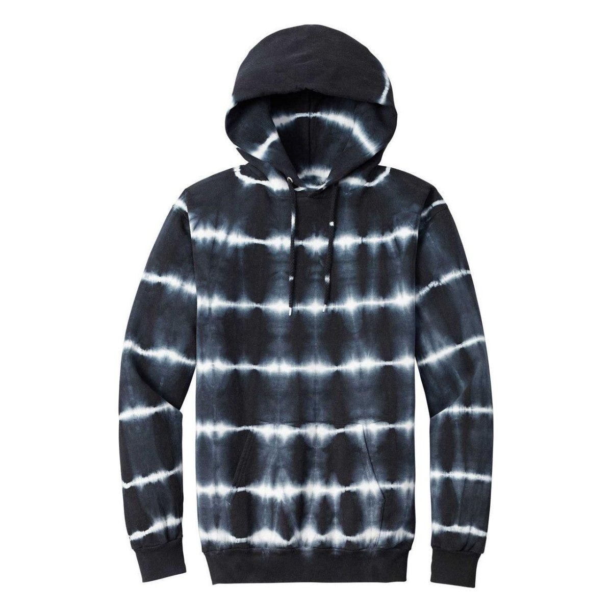 Joe's USA Allover Stripe Tie - Dye Hooded Sweatshirt Black/White Small Sweatshirts