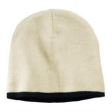 Joe's USA Beanie Cap. Natural/Navy Beanies