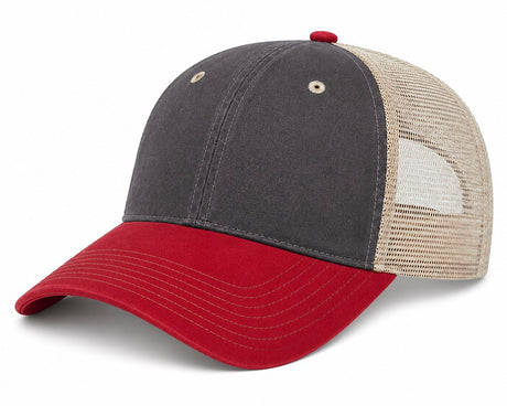 Joe's USA BTA Backroads Trucker Cap Black/Red/Stone Side