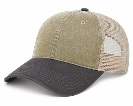 Joe's USA BTA Backroads Trucker Cap Khaki/Black/Stone Side
