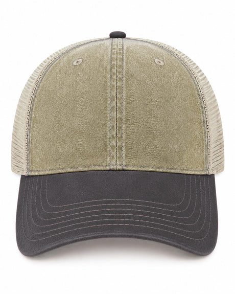 Joe's USA BTA Backroads Trucker Cap Khaki/Black/Stone Front