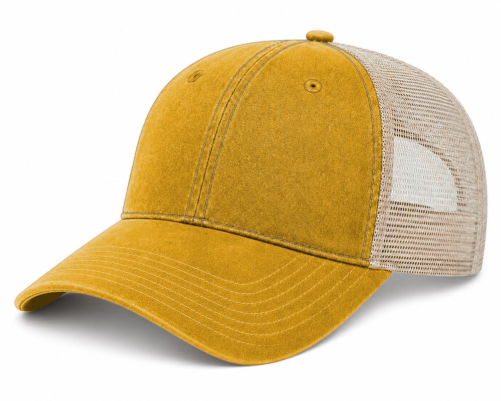 Joe's USA BTA Backroads Trucker Cap Mustard/Stone Side