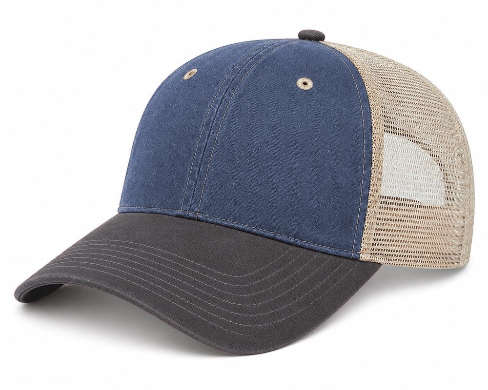 Joe's USA BTA Backroads Trucker Cap Navy/Black/Stone Side