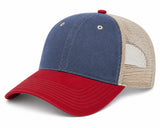 Joe's USA BTA Backroads Trucker Cap Navy/Red/Stone Side