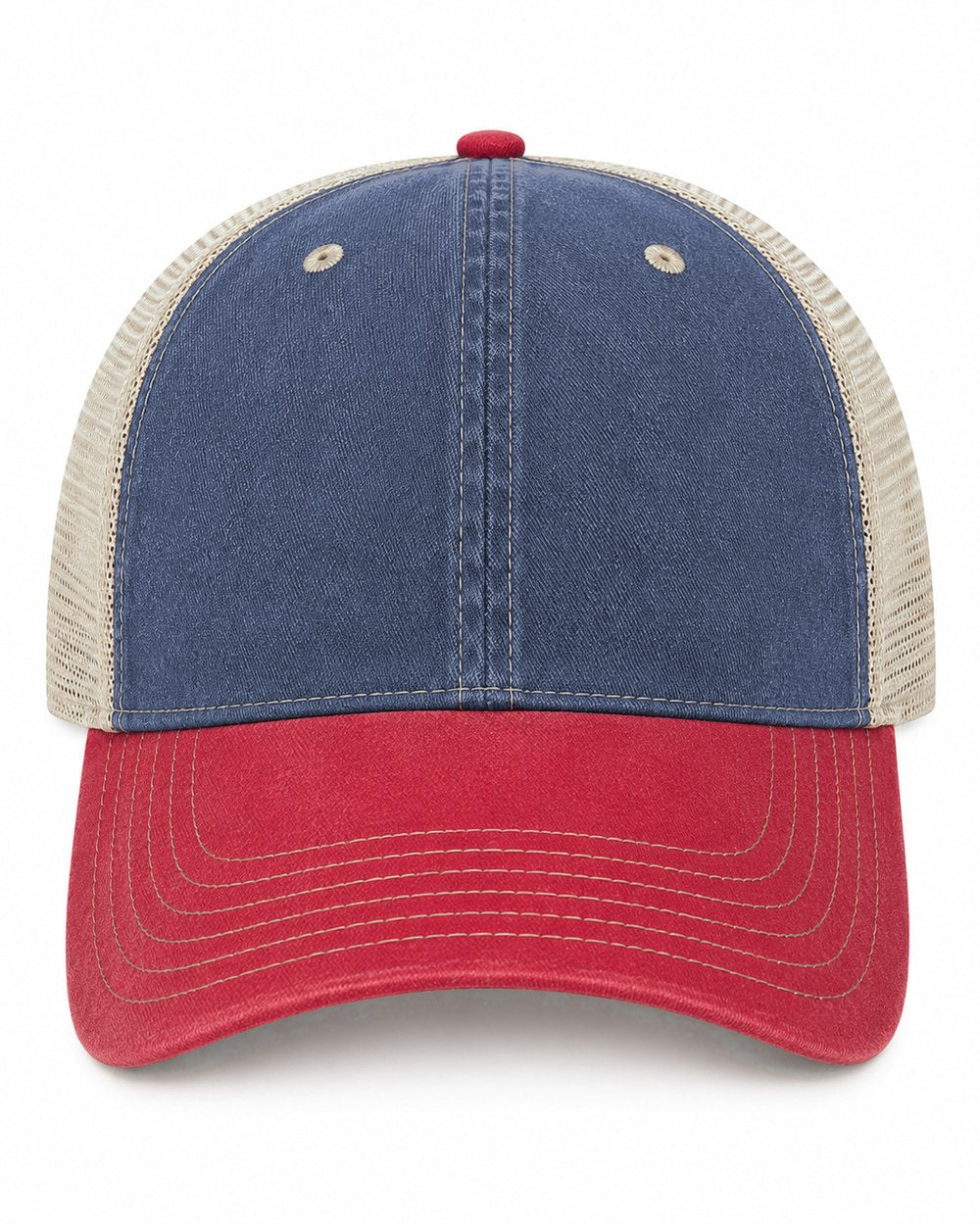 Joe's USA BTA Backroads Trucker Cap Navy/Red/Stone Front