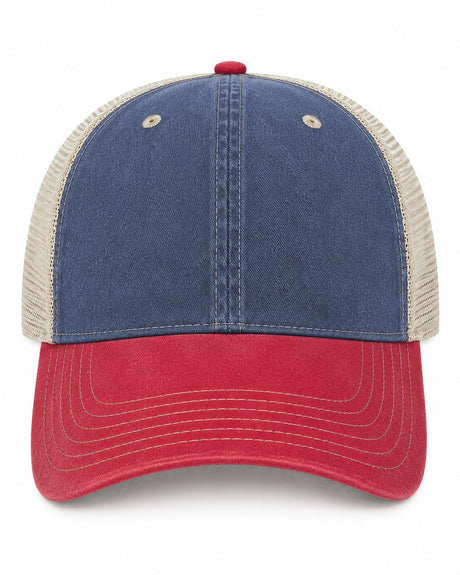 Joe's USA BTA Backroads Trucker Cap Navy/Red/Stone Front