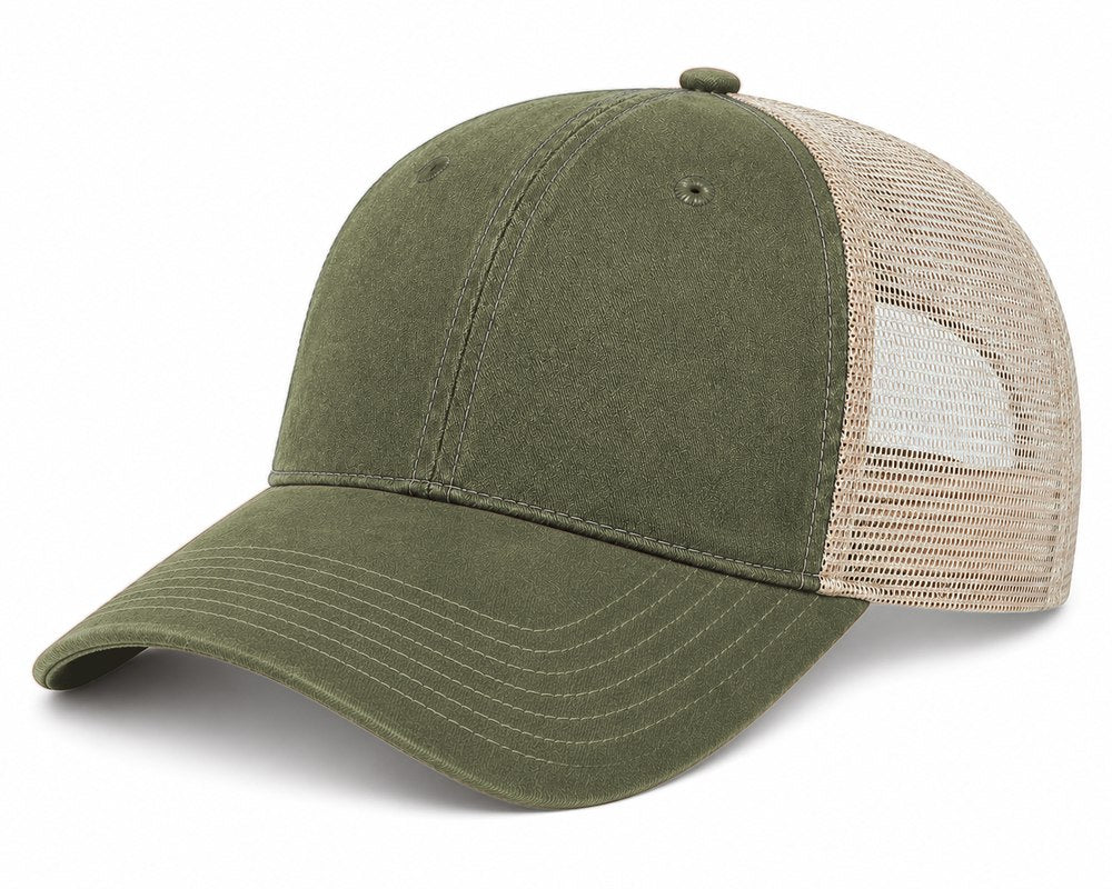 Joe's USA BTA Backroads Trucker Cap Olive/Stone Side