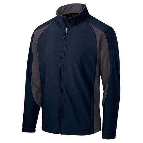 Joe's USA Colorblock Soft Shell Jacket Dress Blue Navy/ Battleship Grey X - Small Soft Shell Jackets