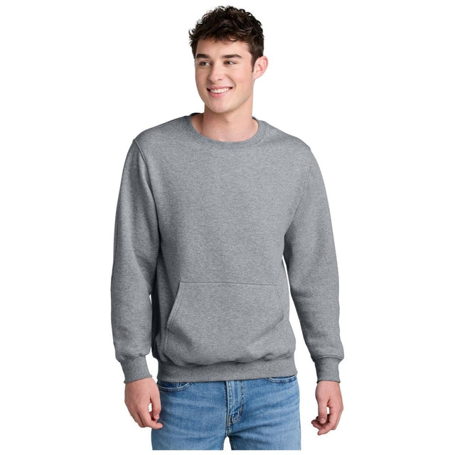 Joe's USA Core Fleece Crewneck Pocket Sweatshirt Athletic Heather S Crewneck Sweatshirts