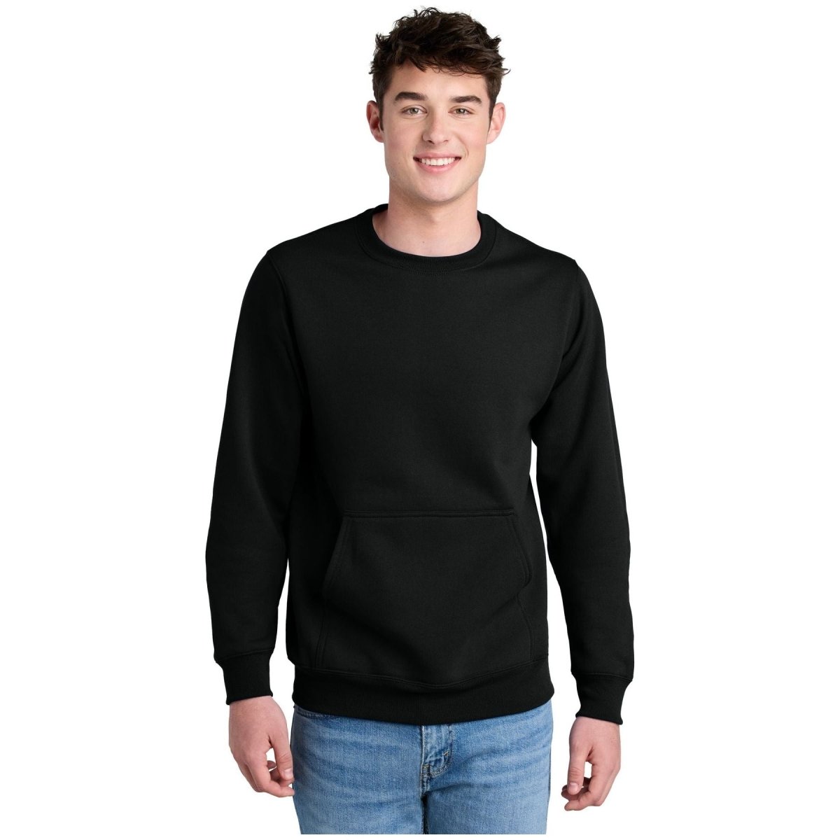 Joe's USA Core Fleece Crewneck Pocket Sweatshirt Jet Black S Crewneck Sweatshirts