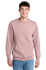 Joe's USA Core Fleece Crewneck Pocket Sweatshirt Pale Blush S Crewneck Sweatshirts