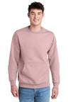Joe's USA Core Fleece Crewneck Pocket Sweatshirt Pale Blush S Crewneck Sweatshirts