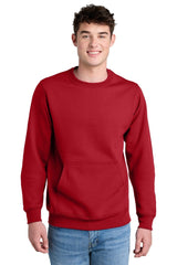 Joe's USA Core Fleece Crewneck Pocket Sweatshirt Red S Crewneck Sweatshirts