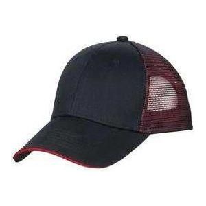 Joe's USA Double Mesh Snapback Sandwich Bill Cap One Size Fits All Black/Red Hats