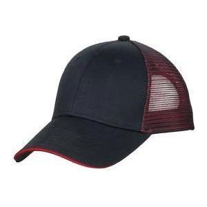 Joe's USA Double Mesh Snapback Sandwich Bill Cap One Size Fits All Black/Red Hats