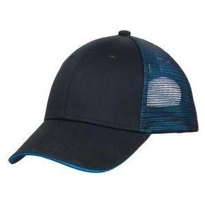 Joe's USA Double Mesh Snapback Sandwich Bill Cap One Size Fits All Black/Shock Blue Hats