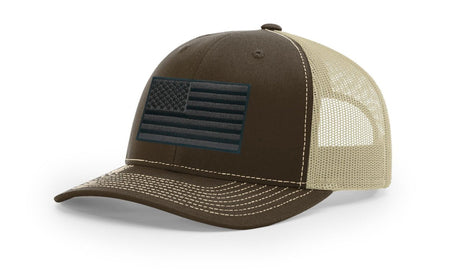 Joe's USA Flag Snapback Trucker Cap Black/Grey USA Flag Brown / Khaki Hats
