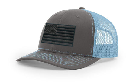 Joe's USA Flag Snapback Trucker Cap Black/Grey USA Flag Charcoal / Columbia Blue Hats