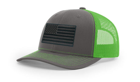 Joe's USA Flag Snapback Trucker Cap Black/Grey USA Flag Charcoal / Neon Green Hats