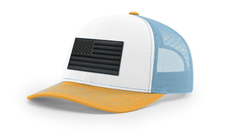 Joe's USA Flag Snapback Trucker Cap Black/Grey USA Flag White / Columbia Blue / Yellow Hats
