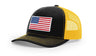 Joe's USA Flag Snapback Trucker Cap Red/White/Blue USA Flag Black / Gold Hats