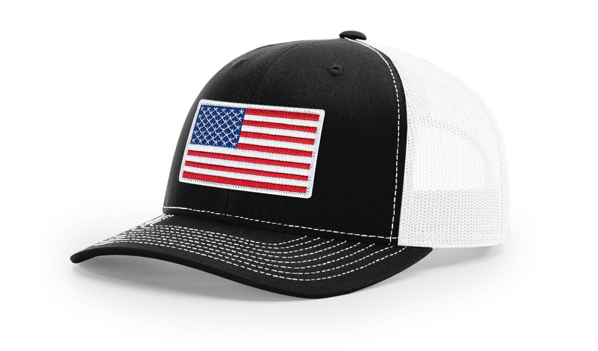 Joe's USA Flag Snapback Trucker Cap Red/White/Blue USA Flag Black / White Hats