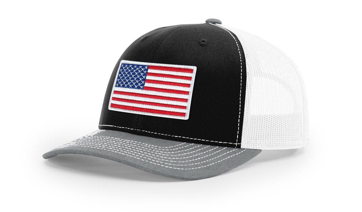 Joe's USA Flag Snapback Trucker Cap Red/White/Blue USA Flag Black / White / Heather Grey Hats