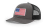 Joe's USA Flag Snapback Trucker Cap Red/White/Blue USA Flag Charcoal / Black Hats