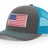 Joe's USA Flag Snapback Trucker Cap Red/White/Blue USA Flag Charcoal / Neon Blue Hats