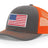 Joe's USA Flag Snapback Trucker Cap Red/White/Blue USA Flag Charcoal / Neon Orange Hats