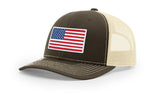 Joe's USA Flag Snapback Trucker Cap Red/White/Blue USA Flag Chocolate Chip / Birch Hats