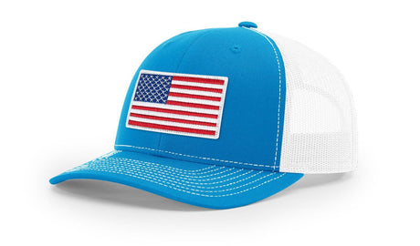Joe's USA Flag Snapback Trucker Cap Red/White/Blue USA Flag Cyan / White Hats
