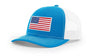 Joe's USA Flag Snapback Trucker Cap Red/White/Blue USA Flag Cyan / White Hats