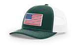 Joe's USA Flag Snapback Trucker Cap Red/White/Blue USA Flag Dark Green / White Hats